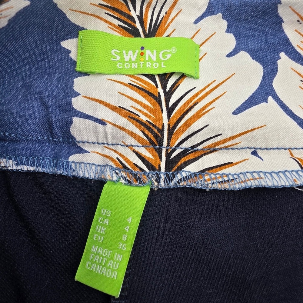 SWING CONTROL GOLF SKORT WOMENS SIZE 4 BLUE TROPICAL LEAF POCKETS ATHLETIC SKIRT - Picture 9 of 12
